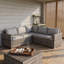 Ensemble modulaire de meubles de patio en osier, ensemble de conversation modulaire en L en rotin PE toutes saisons avec repose-pieds et coussins lavables, canapé d'angle pour terrasse de jardin, rotin gris