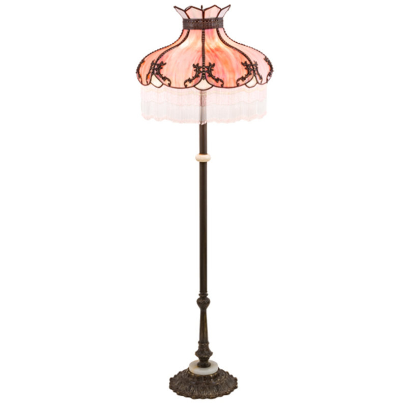 Greenbriar Oak Floor Lamp, White/Pink/Craftsman Brown