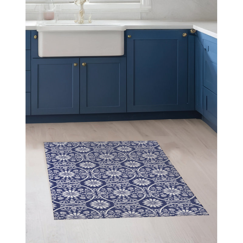 Tapis de cuisine Daisy, Rectangulaire 3 pi x 5 pi, Marine