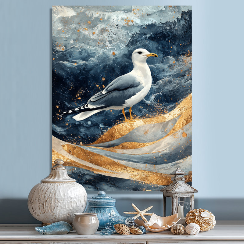 Coastal Seagull The Watchful Gull II - Mouette, art mural en métal, H 40 po x l 30 po