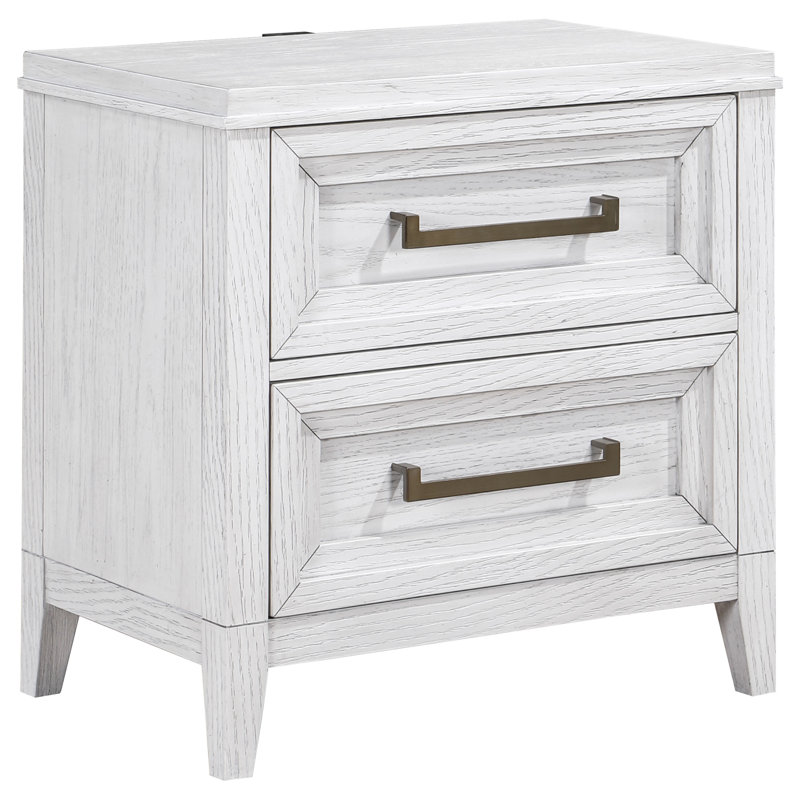 Loane 2-drawer Nightstand Bedside Table White, Distressed White