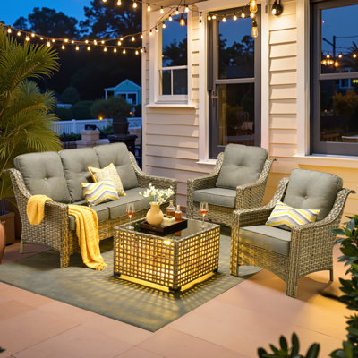 Emanuell 4 Piece Seating Group with Cushions by Red Barrel Studio