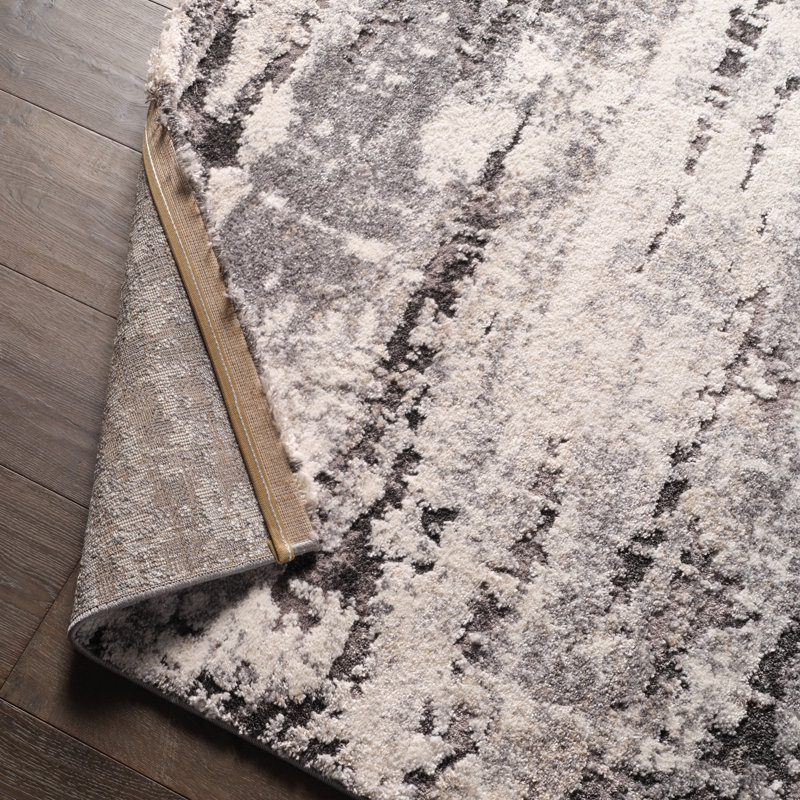 Gerwar Abstract Gray/Tan Indoor Rug, Rectangle 8' x 10'