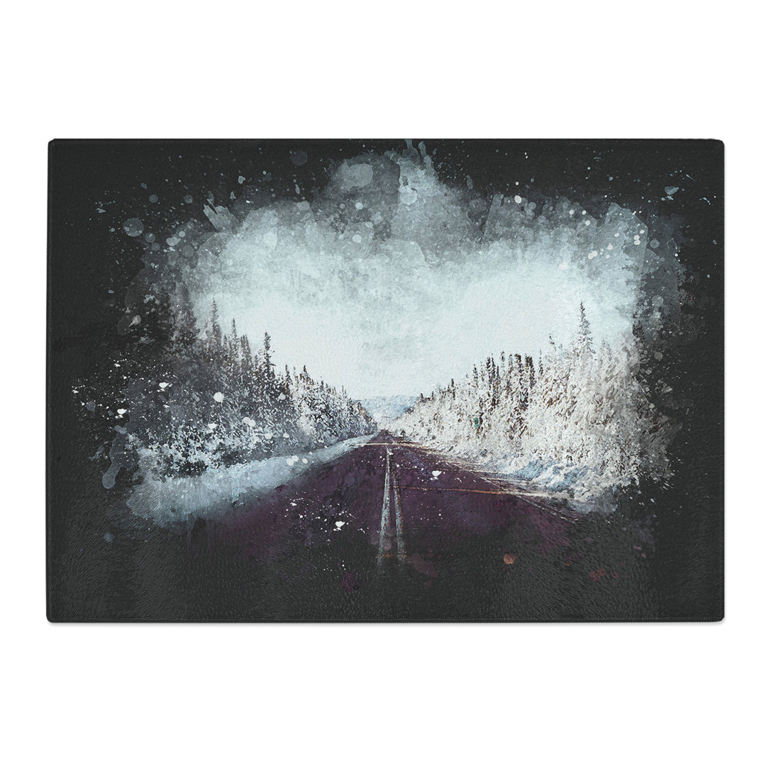 Tempered Glass Road Through a Forest in Canada Chopping Board