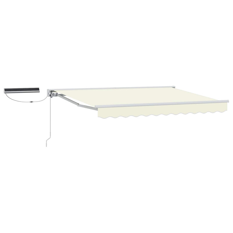 VidaXL Polyester Cover Retractable Patio Awning, Cream/White, No Pattern, 350cm W x 200cm D