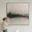 Très grande reproduction d'art sur toile - Abstrait horizon noir et beige doux pour le salon ou la chambre à coucher - «Assemblage requis du cadre (cadre non fini)»-129758887