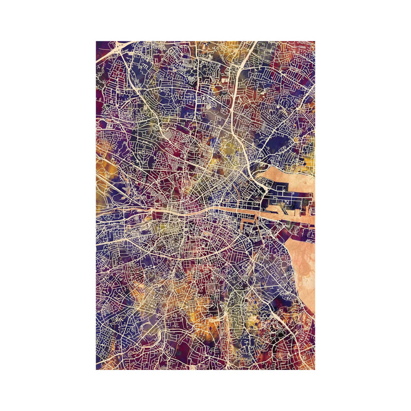 Dublin Ireland City Map II by Michael Tompsett - Wrapped Canvas Gallery-Wrapped Canvas Giclée, 20.32 cm H x 30.48 cm W
