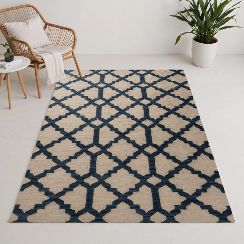 Tapis intérieur et extérieur beige Trellis, Rectangle 9 pi x 12 pi