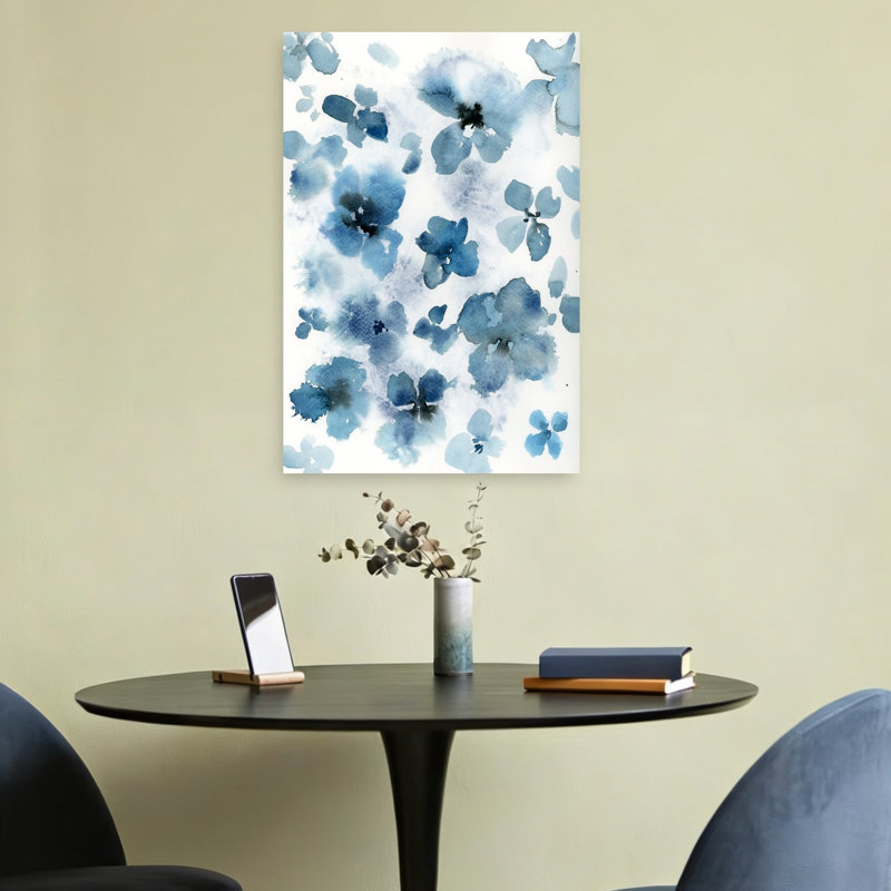 «Blue Watercolor Blooms Abstract Delicate Dreamy Nature Flower», reproduction d'art murale, H 24 po x l 16 po