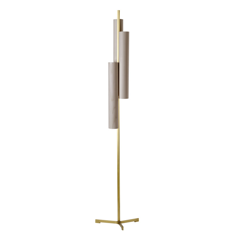 Black Note LED Floor Lamp, Natural Beech, Gold