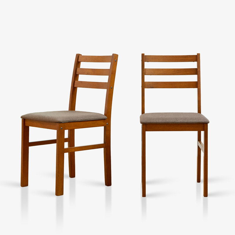 Modern Farmhouse Solid Wood Ladder Back Kitchen Dining Room Side Chair (Set Of 2), Brown