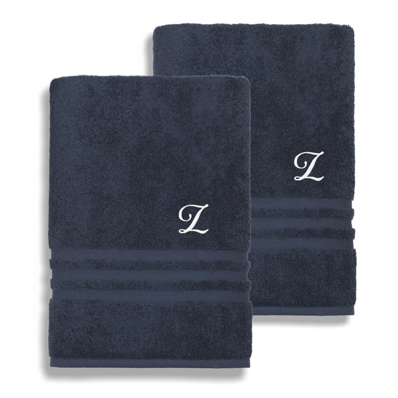 Serviette de bain en coton Denzi 1, Bleu marine, L
