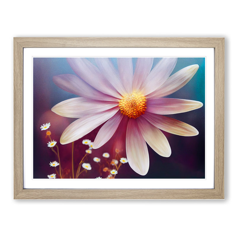 XH1022-377X Adorable Daisy Flower - Single Picture Frame Print, Oak, 46cm H x 64cm W x 2cm D