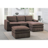 Contemporary 5Pc Set Modular Corner Sectional Set 2X One Arm Chair / Wedge 1X Armless Chairs 2X Ottomans Fabric Plush Living Room Furniture