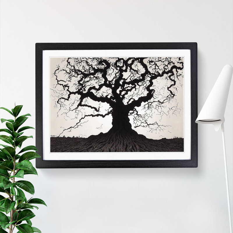 Bewitching Oak Tree - Single Picture Frame Print, Black Framed, 46cm H x 64cm W x 2cm D