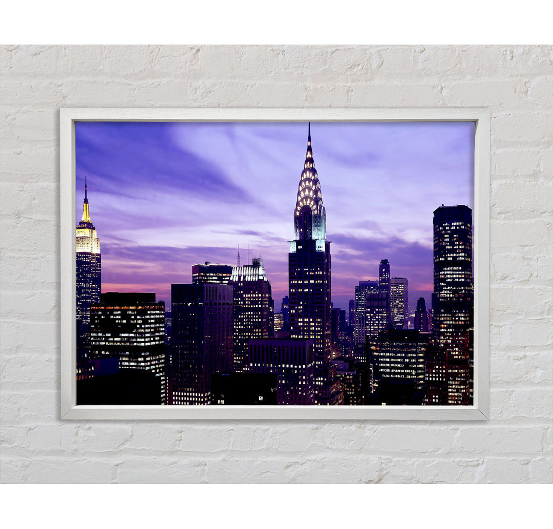 Empire State Building Purple Skys - Einzelner Bilderrahmen Kunstdrucke auf Leinwand