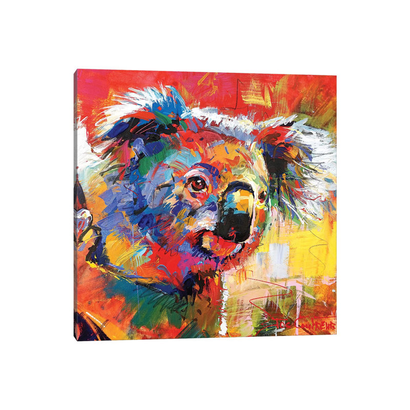 Koala XI by Jos Coufreur - Painting on Canvas, Wrapped Canvas, 30.48cm H x 30.48cm W x 1.9cm D