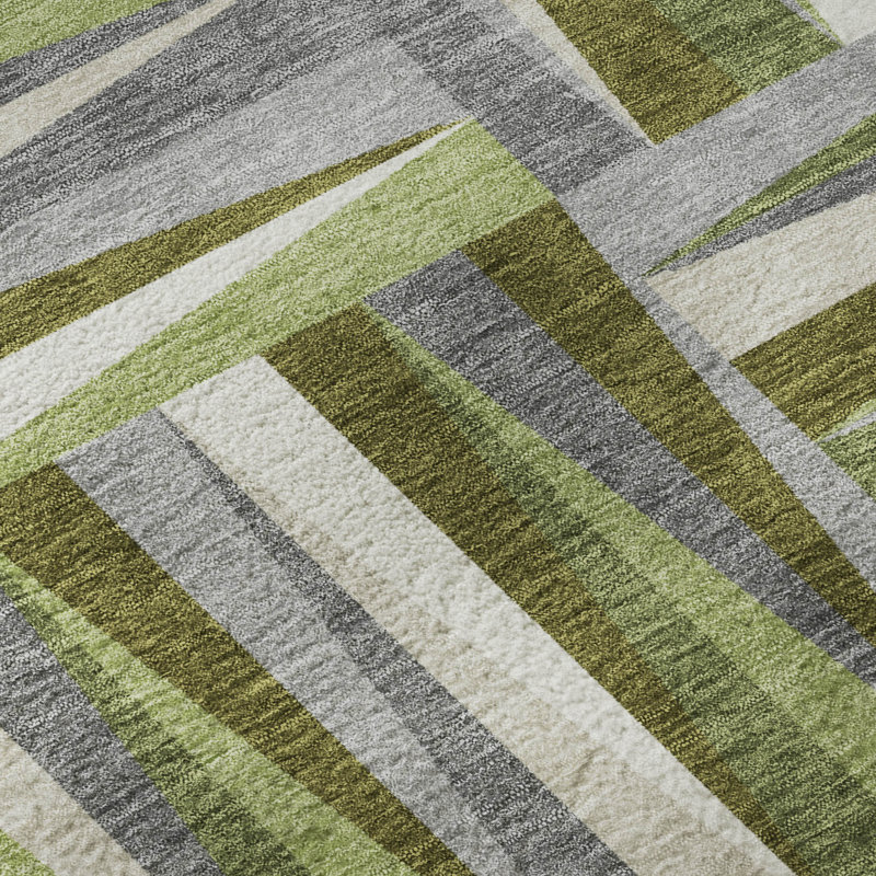 Premium Machine Washable Collett AMF1012 Squares Rug, Round 8'