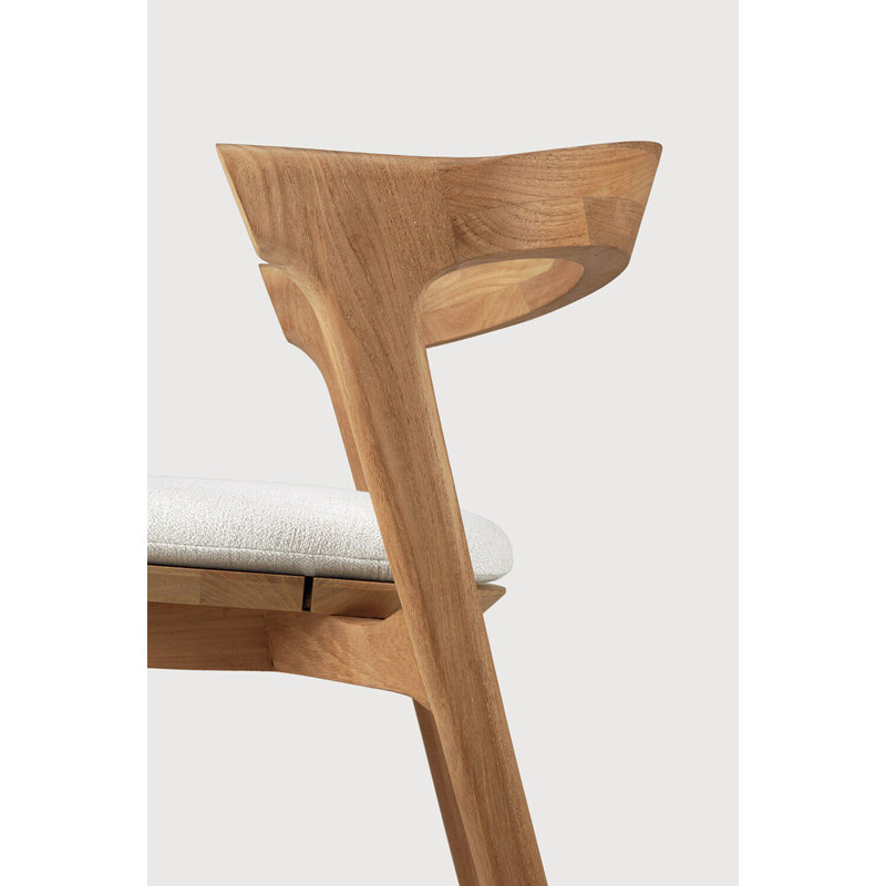 Bok Outdoor Dining Side Chair, Teak  Frame/Off White Cushion