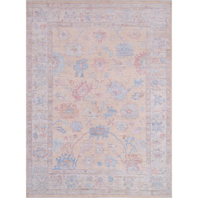Tapis unique brun clair / bleu / rouge 9 pi 2 po x 12 pi 2 po