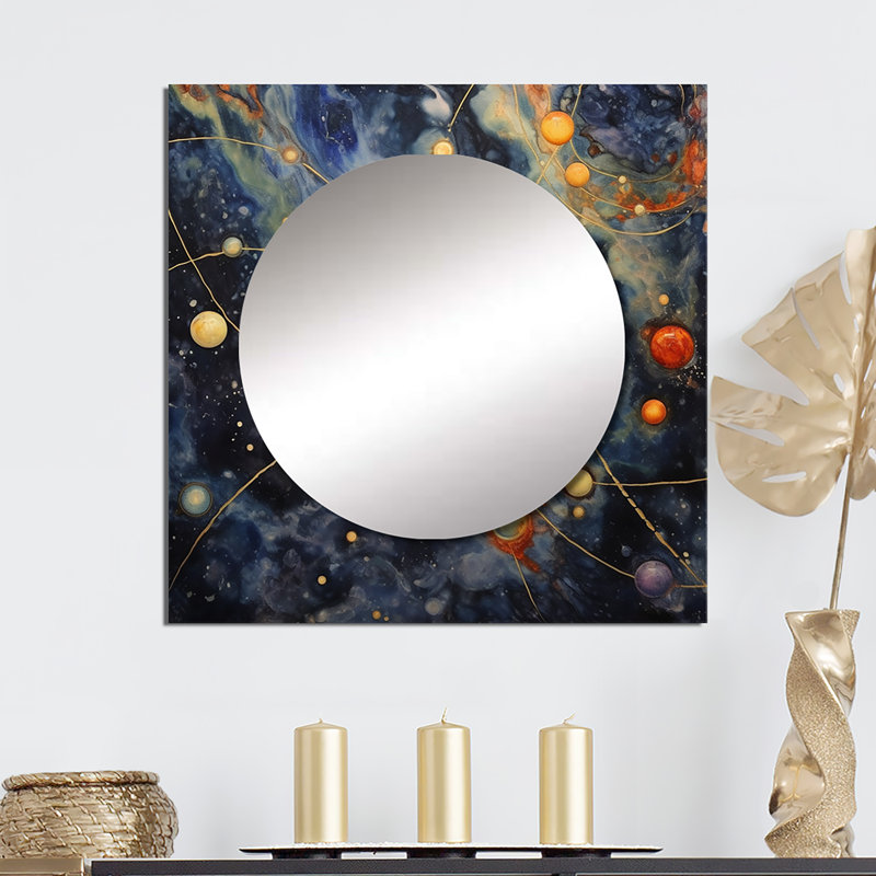 Jaddan - Grand miroir carré bleu de Galactic, 36 po x 36 po