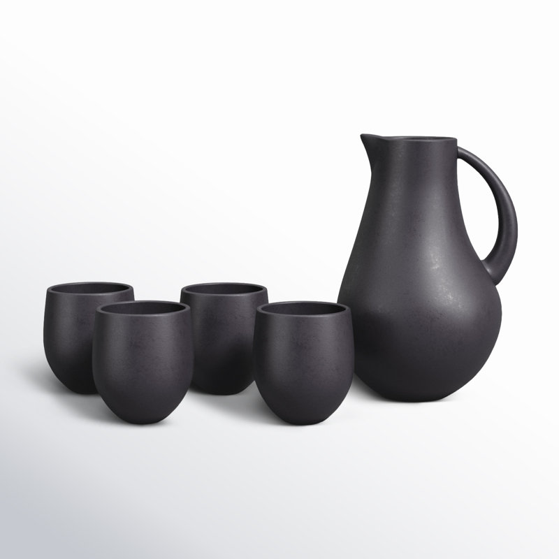 Borgen Goblet 5 Piece Pitcher Set, Basalt