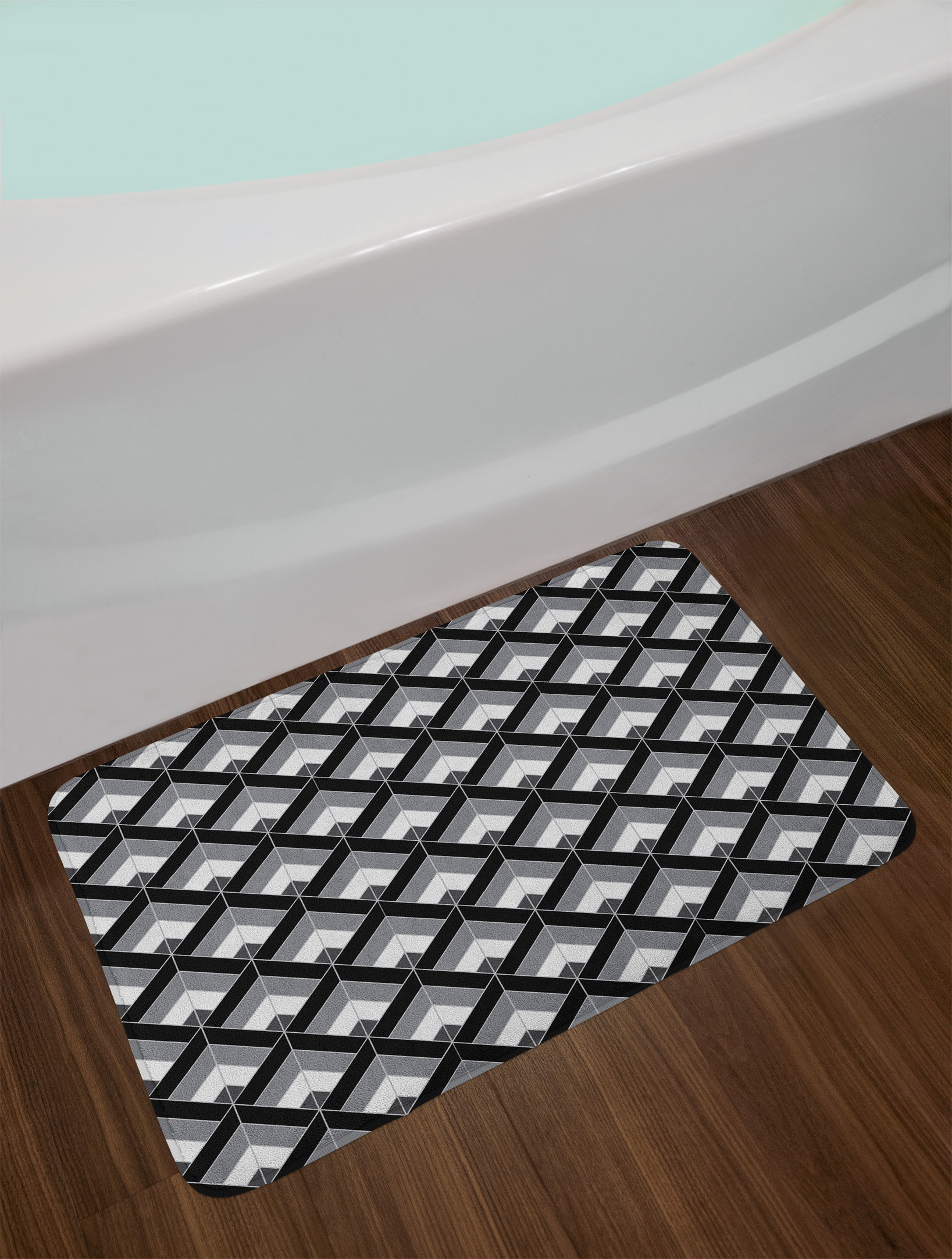 East Urban Home Grey and Black Bath Rug | Wayfair