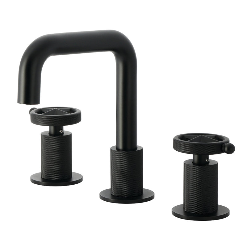 Kingston Brass Levante Two-Handle 3-Hole Deck Mount Widespread Bathroom Faucet With Push Pop-Up Drain, Matte Black