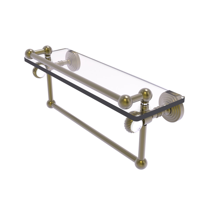 Étagère murale en verre Jarrell Gallery, Laiton antique, H 5,5 po x l 16 po x P 6,8 po