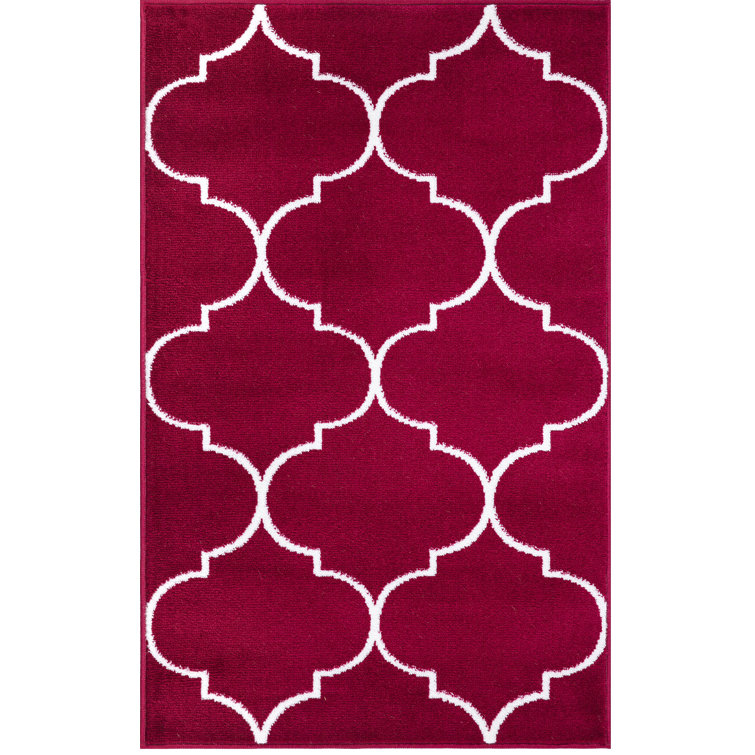 Morocco Machine Woven / Power Loomed Trellis Red Area Rug Red Rug