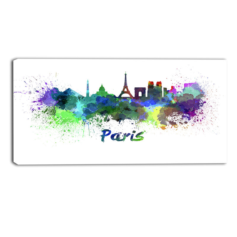 «Paris Skyline Cityscape», reproduction sur toile tendue, H 16 po x l 32 po
