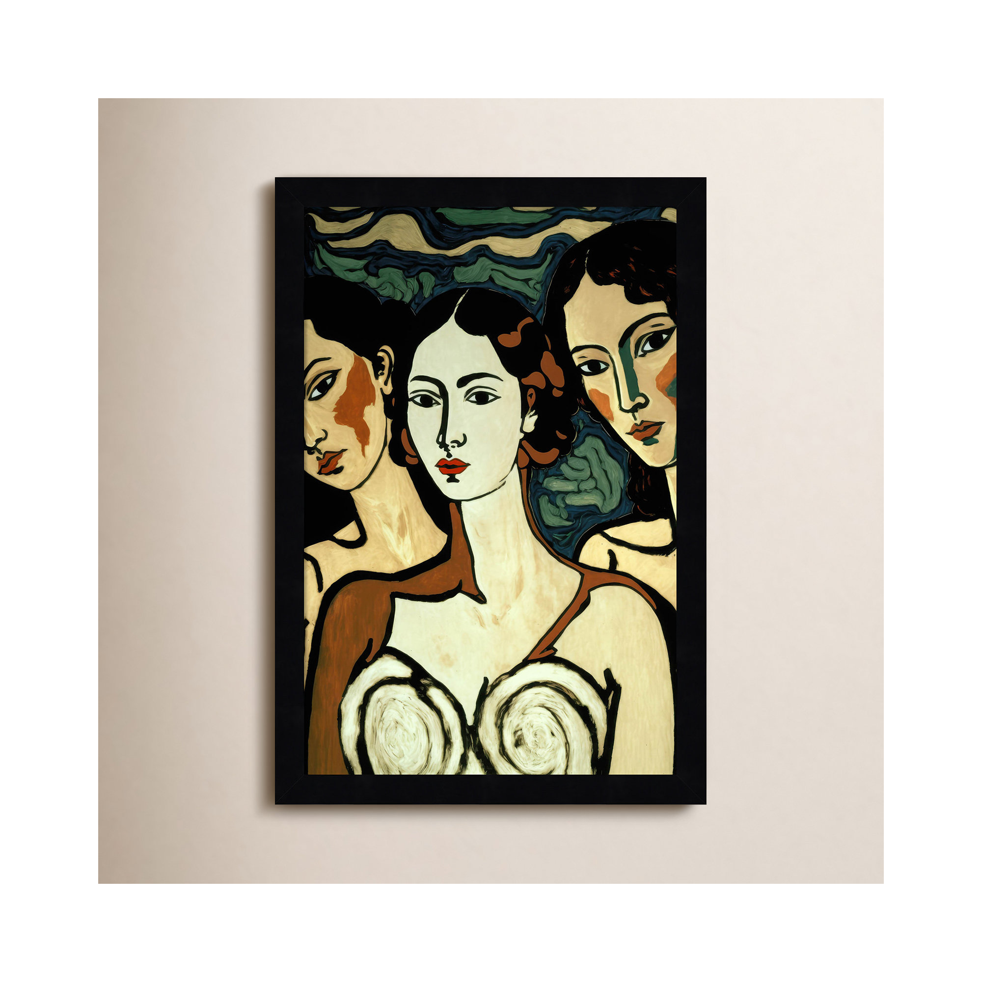 The Soul Sisters by Treechild  Wood Framed Wall Art Print, 17" H x 12" W, Black