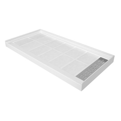 Base de plateau de douche à simple seuil SMC de taille 48/60 po x P 32/36 po avec ensemble de drain, antidérapant