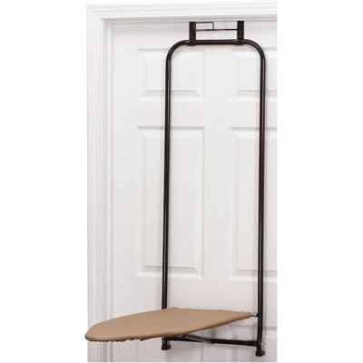 Table à repasser de porte avec plateau en acier et housse en coton résistant aux brûlures, bronze
