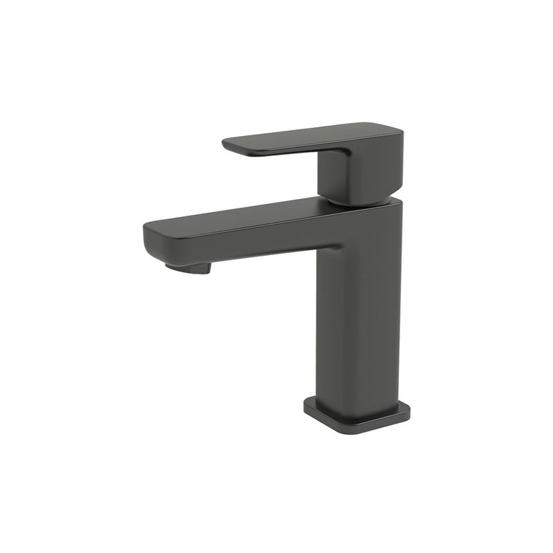 Robinet de salle de bain à poignée simple avec drain, Noir mat