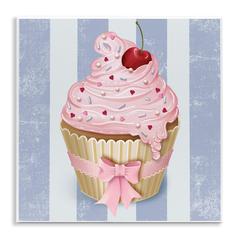 Plaque murale Pastel Cupcake with Bow, design par Lori Mosley