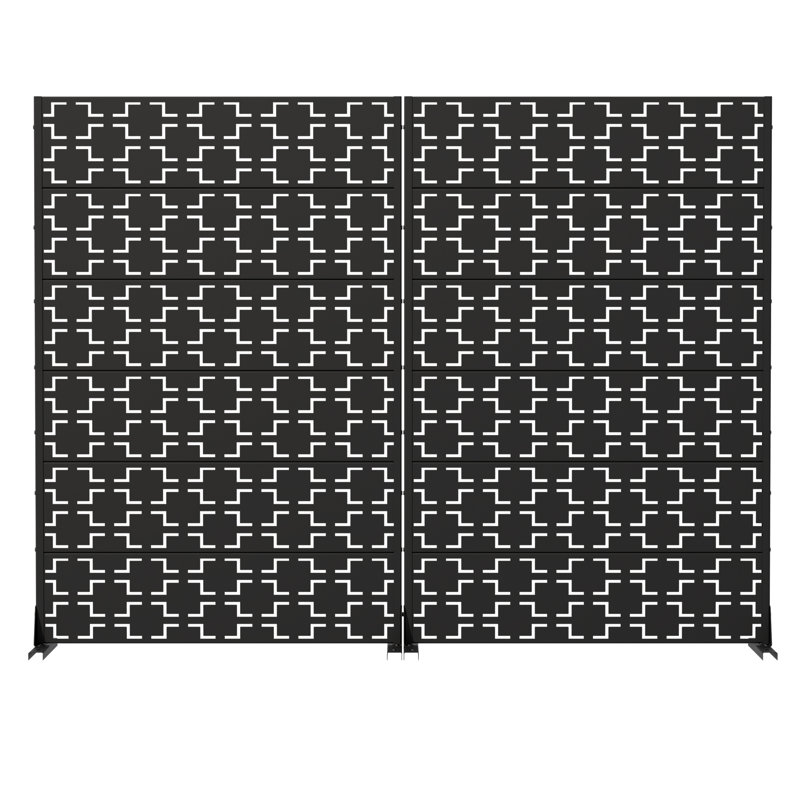 Paravents d'extérieur en métal Wild 72 x 47 pouces Wild, Noir, 72 po H x 47 po L x 16 po P