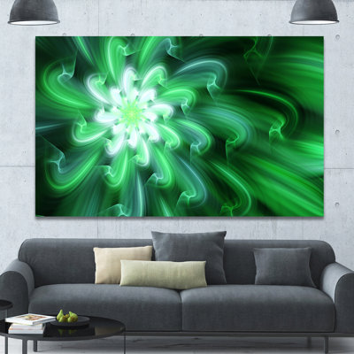 Impression sur toile tendue, "large" pétales de fleurs vertes exotiques "