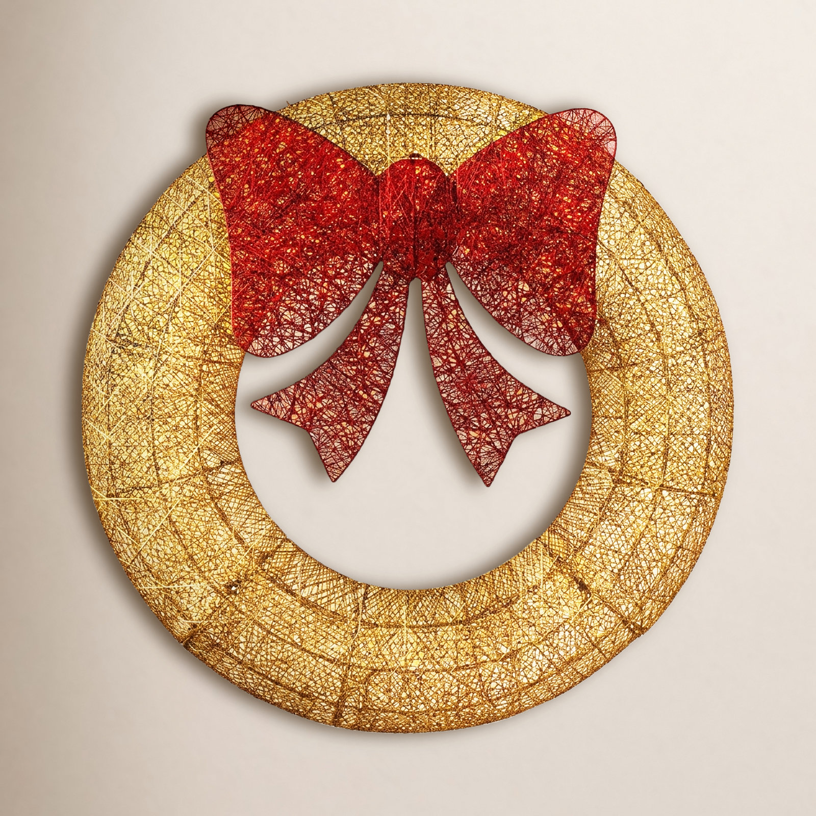 Pre-Lit Metal Holiday Wreath, 48" H x 48" W x 6" D, Gold