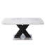 Table de salle à manger carrée moderne en marbre blanc extensible, pieds noirs avec base en métal, carré extensible de 61,71 po de profondeur, plateau de table fini et support, largeur de 27,17 po