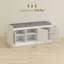 Shoe Storage Bench With Woven Rattan Doors, Shoe Bench With Cushion