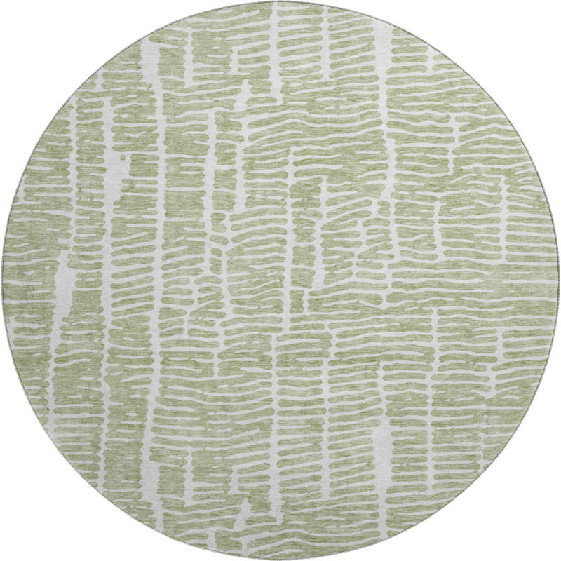 Premium Machine Washable Prisco Aloe Rug, Round 8'