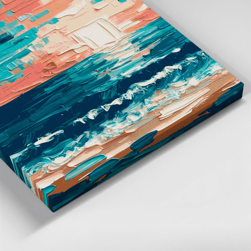 «Coastal Beach Pixels Blue», art mural sur toile, H 32 po x l 32 po
