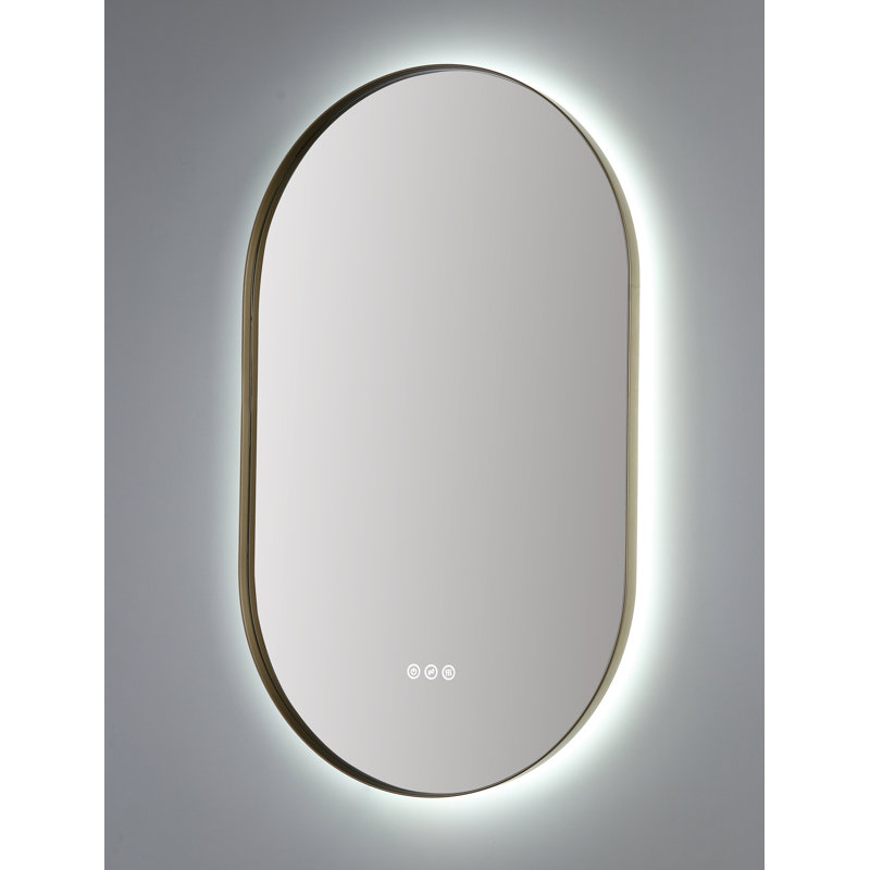 Miroir à miroir rétro-éclairé, 35,43 po x 21,65 po, Doré, Ovale