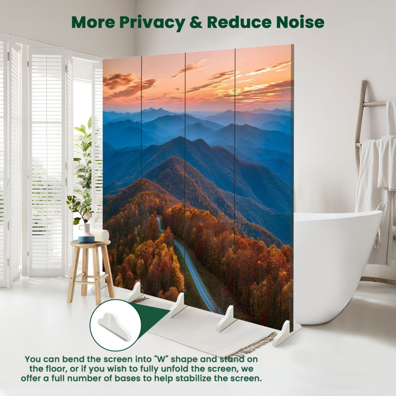 Paravent 4 panneaux à cloisons pliantes Royal Blue Ridge Mountains Sunset North Georgia, 4, H 71 po x l 64 po x P 1 po
