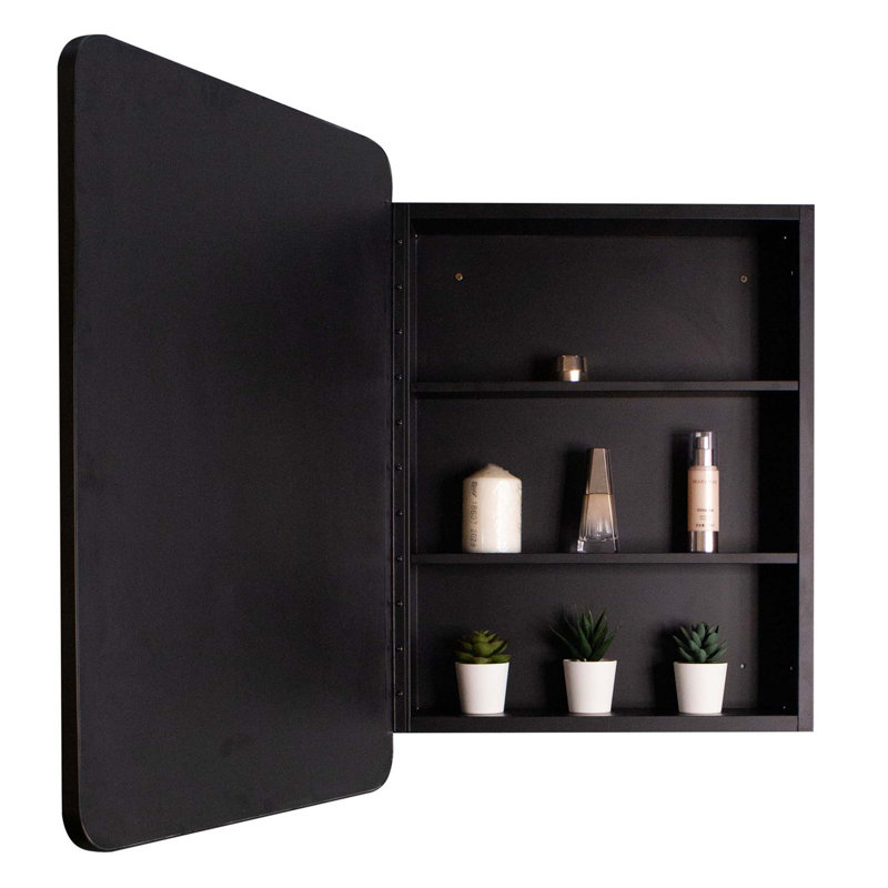 Armoire à pharmacie murale ou en métal avec miroir, H 28 po x l 20 po x P 5 po, Noir, noir, noir, noir