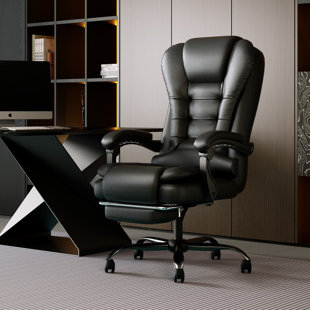 EIZIMZVU Home Office Chair with Footrest, Ergonomic Reclining Desk Chair with High Back Support and Thick Padded Seat, Comfortable Computer Chair for Work and Study