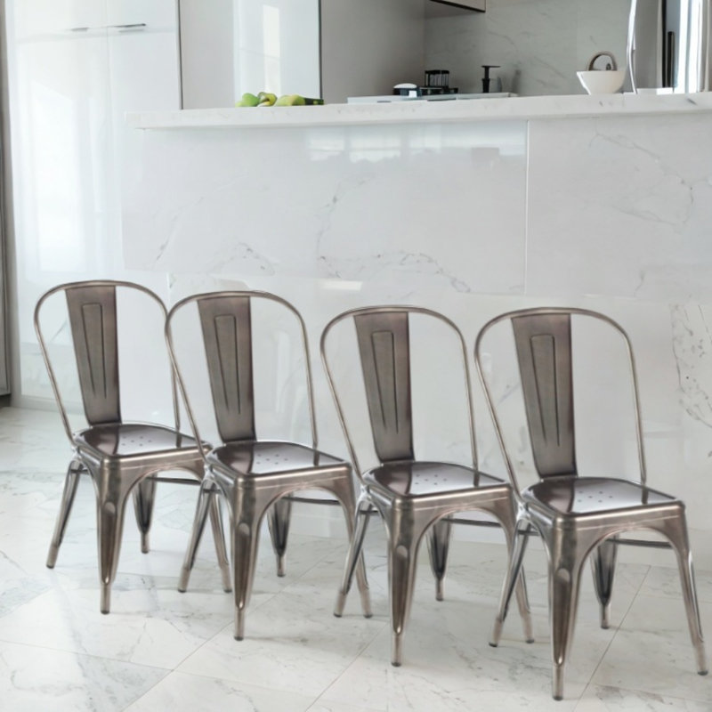 Chaise sans accoudoirs en métal Arquette, 4
