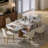 Modern Dining Room Sets, Pre-Assembly Rectangular Dining Table Sets, Sintered Stone Tabletop Kitchen Dining Table Set With Upholstered PU Leather Chairs-119183090-119183086-119183089