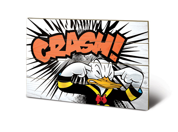 Donald Duck Crash Graphic Art Print, 40cm H x 59cm W, Wood
